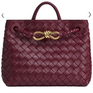 Bottega Veneta Andiamo Burgundy Woven Tote Bag
